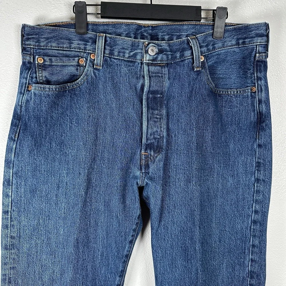 Levi's 501 Men's Jeans 36x32 Blue Denim Straight Leg Button Fly Medium Dark Wash